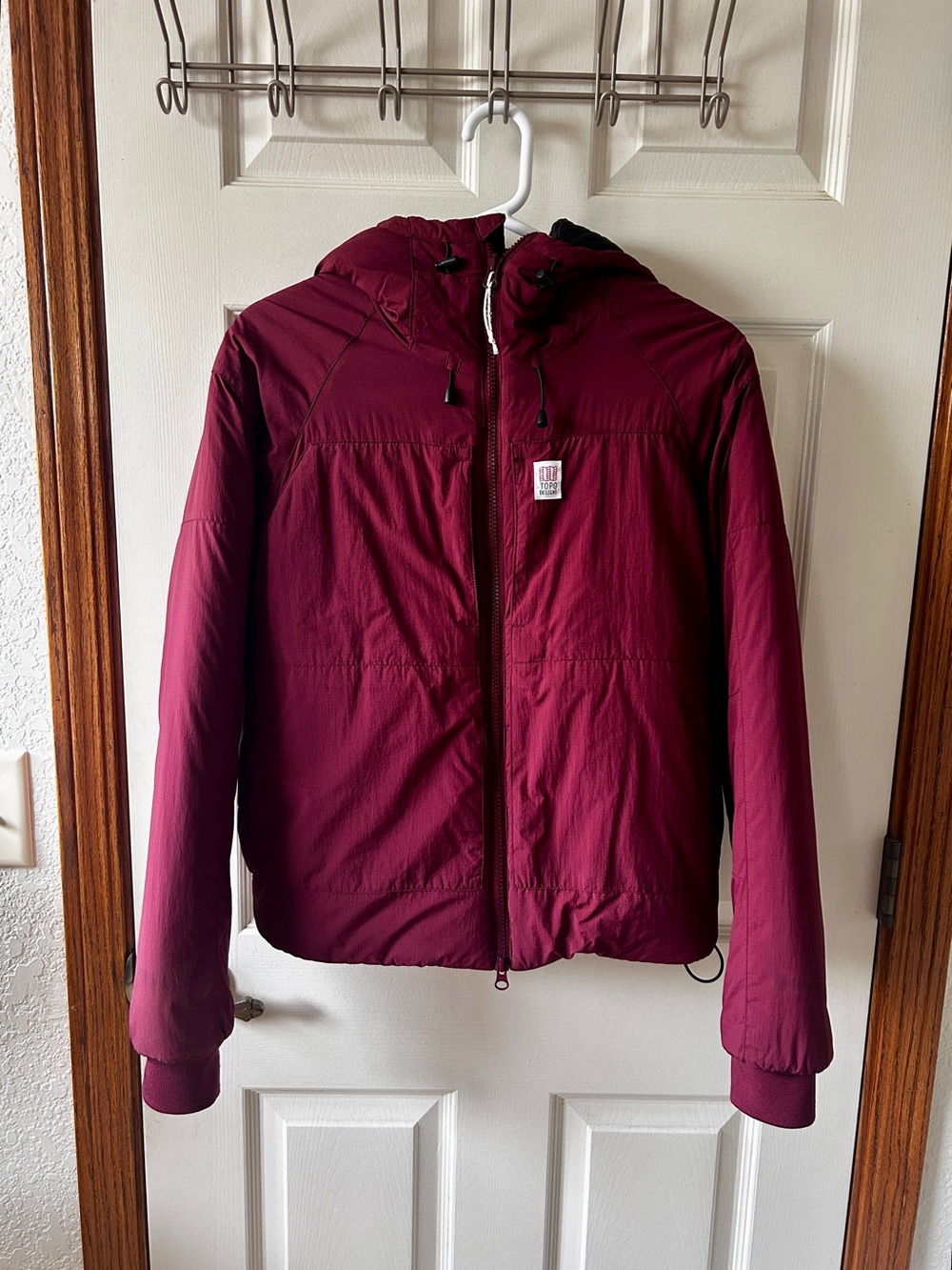 Topo Designs Maroon Hooded Puffer Jacket